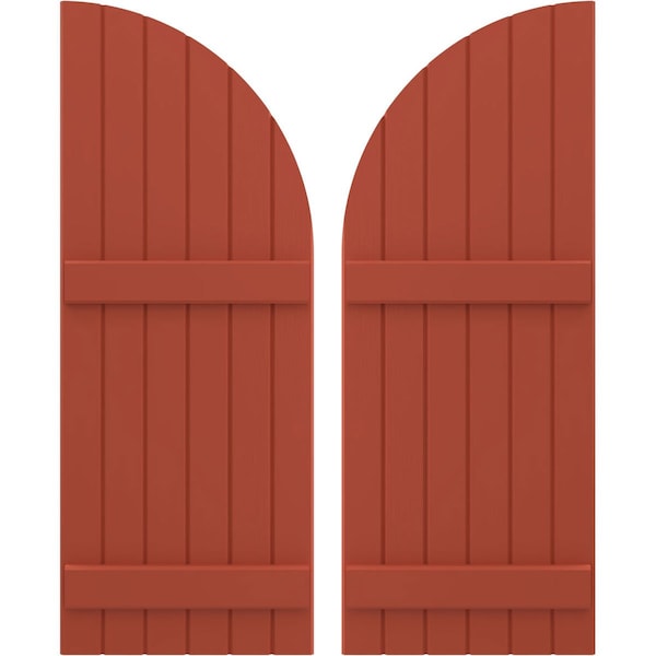 Ekena Millwork Americraft 6-Board (2 Batten) Wood Joined Board-n-Batten Shutters w/ Arch Top, ARW101BQ621X77CLH, PR ARW101BQ621X77CLH - main
